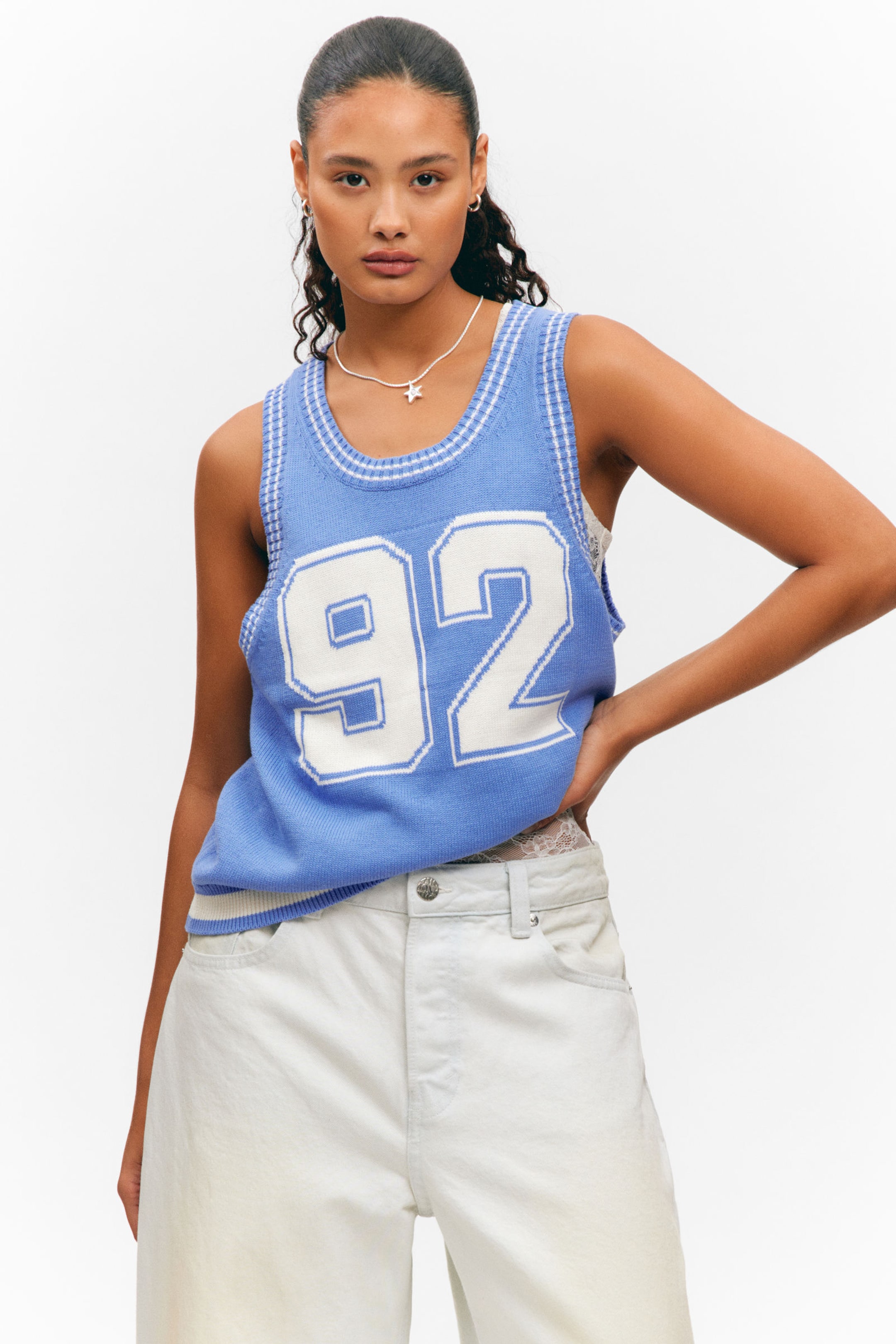 #7C91CB - Varsity Knitted Tank Top - 2
