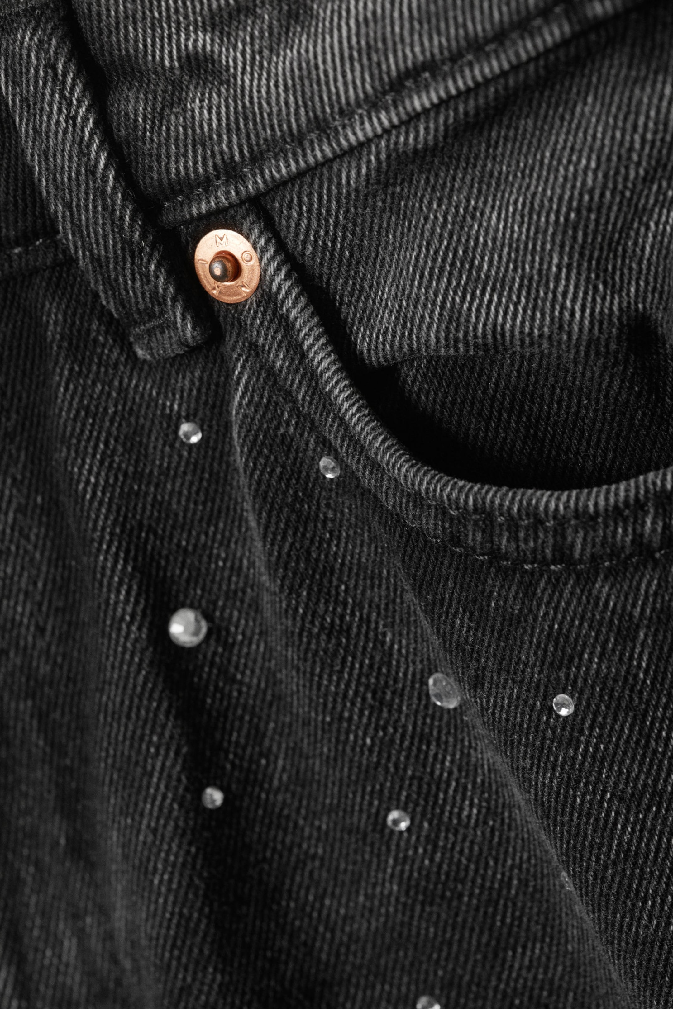 Embellished Black - Paz Mid Straight Embellished Jeans - 6