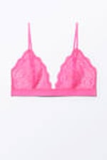 Bright Pink - Lacey Soft Lace Triangle Bra - 0