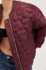 Dark Red/Hot Pink - Loose Reversible Bomber Jacket - 2