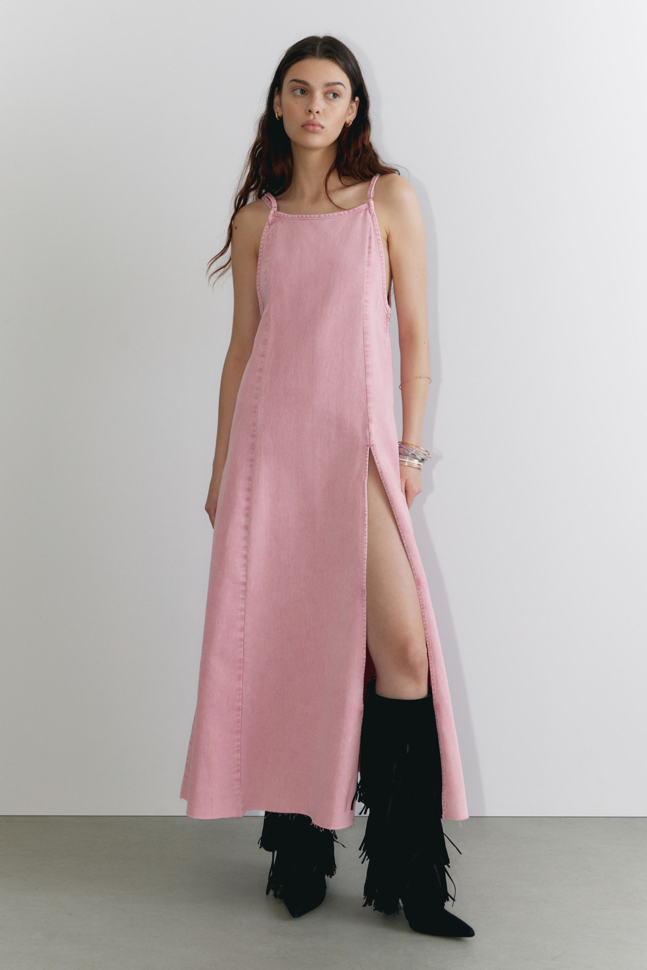 #D6A2B2 - Sleeveless Twill Maxi Slip Dress - 1