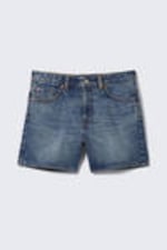 Mountain Blue - Medium Blue - Aimo Mid-Rise Straight Leg Denim Shorts - 4