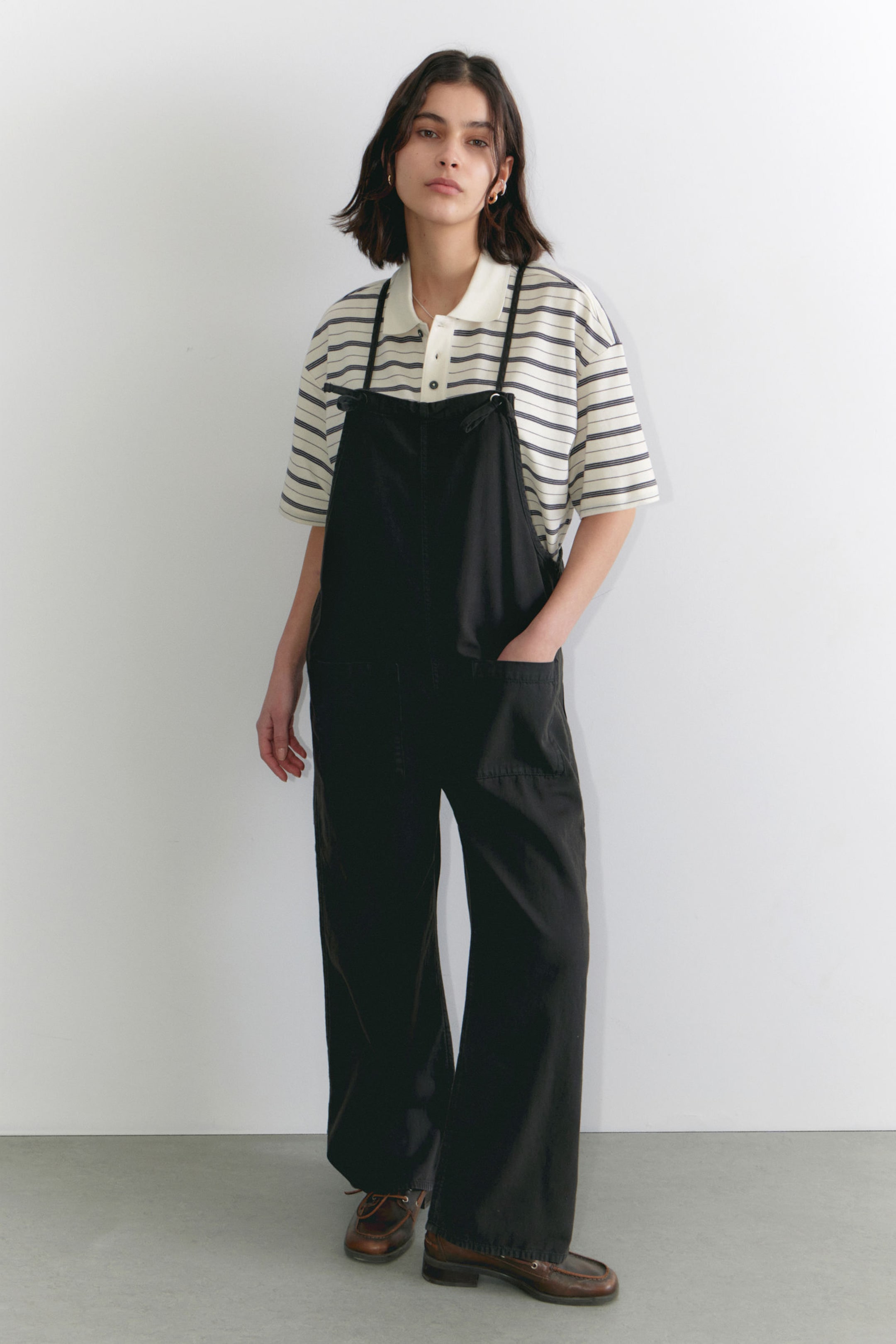 Black - Tie Denim Dungarees - 0