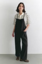 Black - Tie Denim Dungarees - 0