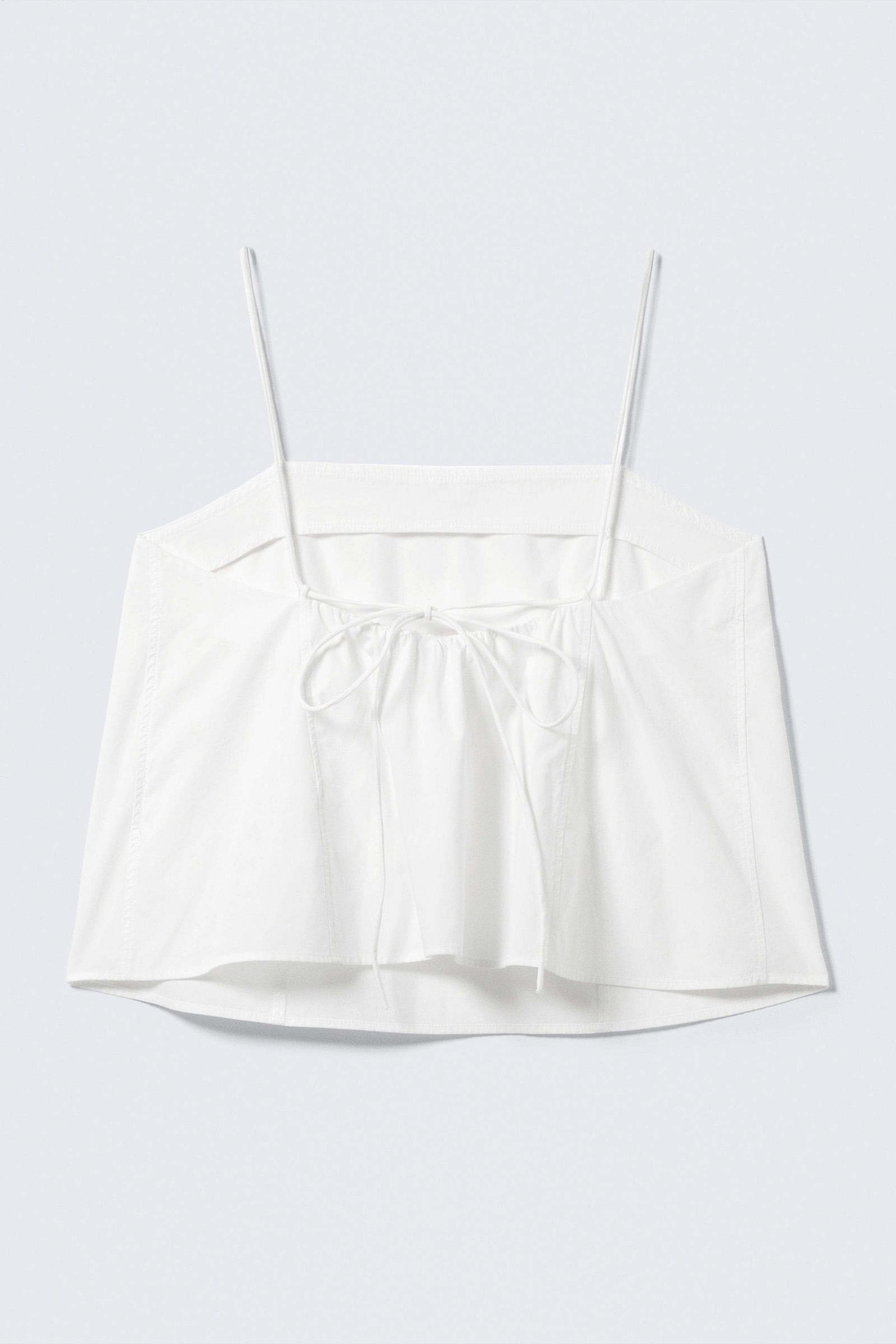 White - Drawstring Poplin Strap Top - 4