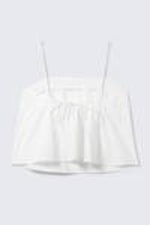White - Drawstring Poplin Strap Top - 4
