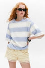 Light Blue & White Stripe - 28 - Boxy Fit Printed T-Shirt - 2