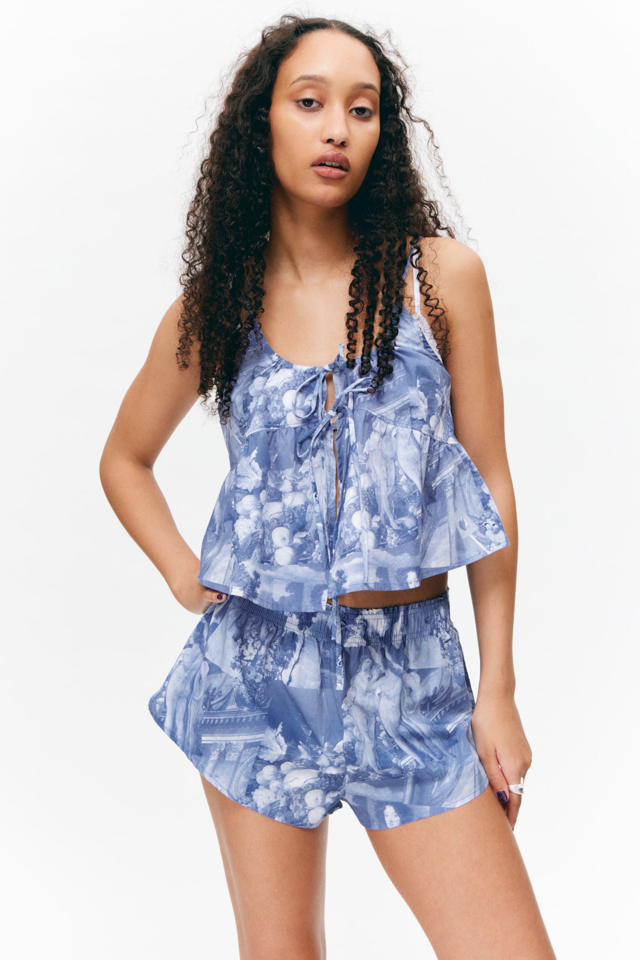 #384165 - Mid-Rise Printed Poplin Pyjama Shorts - 2