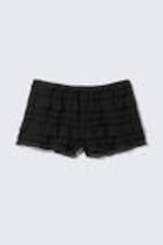 Black - Frilled Lace Mini Shorts - 4