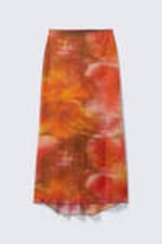 Orange/Red - Calypso Flower - Flowy High-Low Maxi Skirt - 4