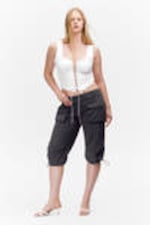 Dark Grey - Ultra-Low Rise Cargo Capri Trousers - 0