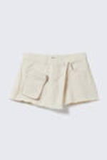 White - Asymmetric Cotton Twill Wrap Skort - 4