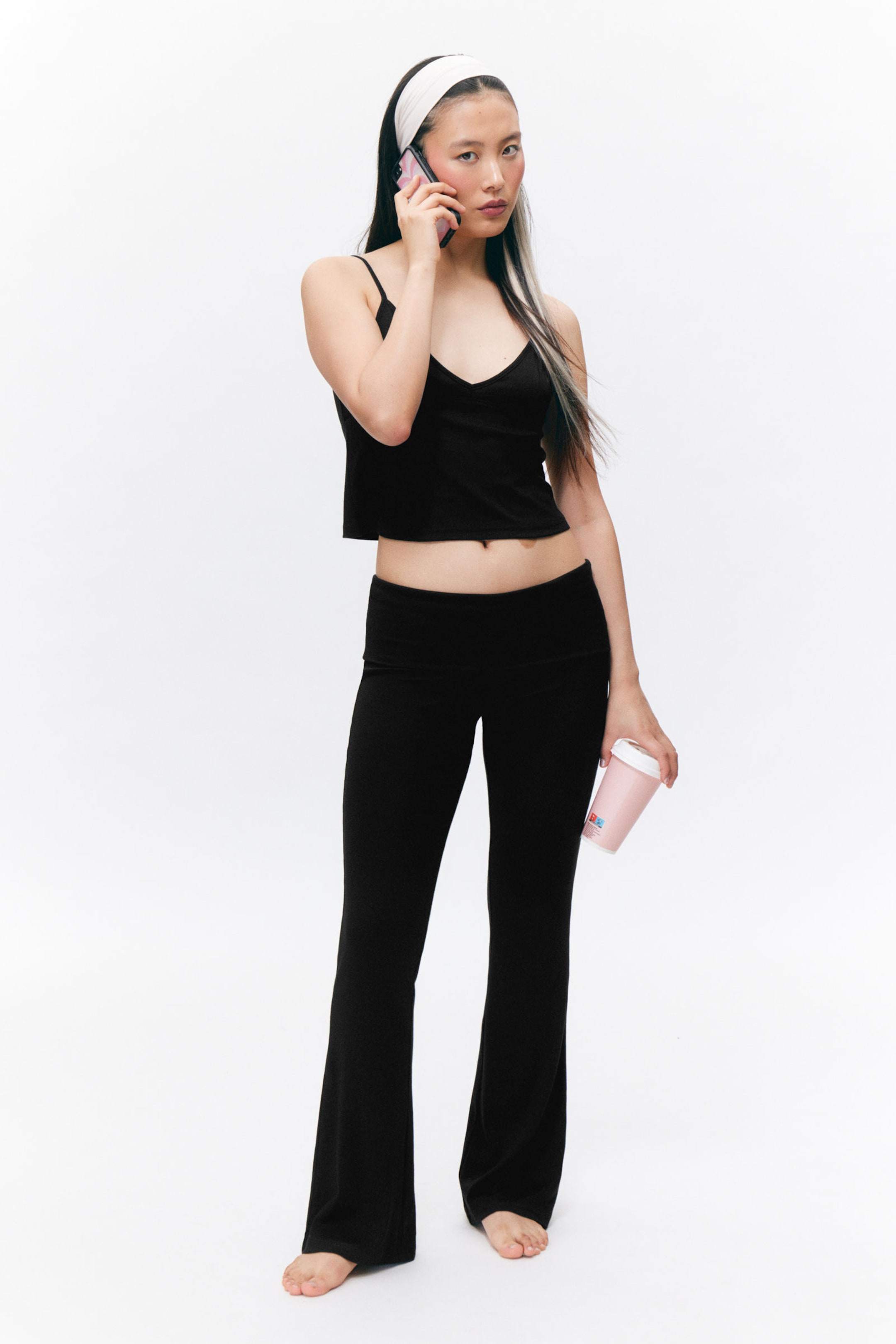 Black - Low Waist Flared Pyjama Trousers - 0