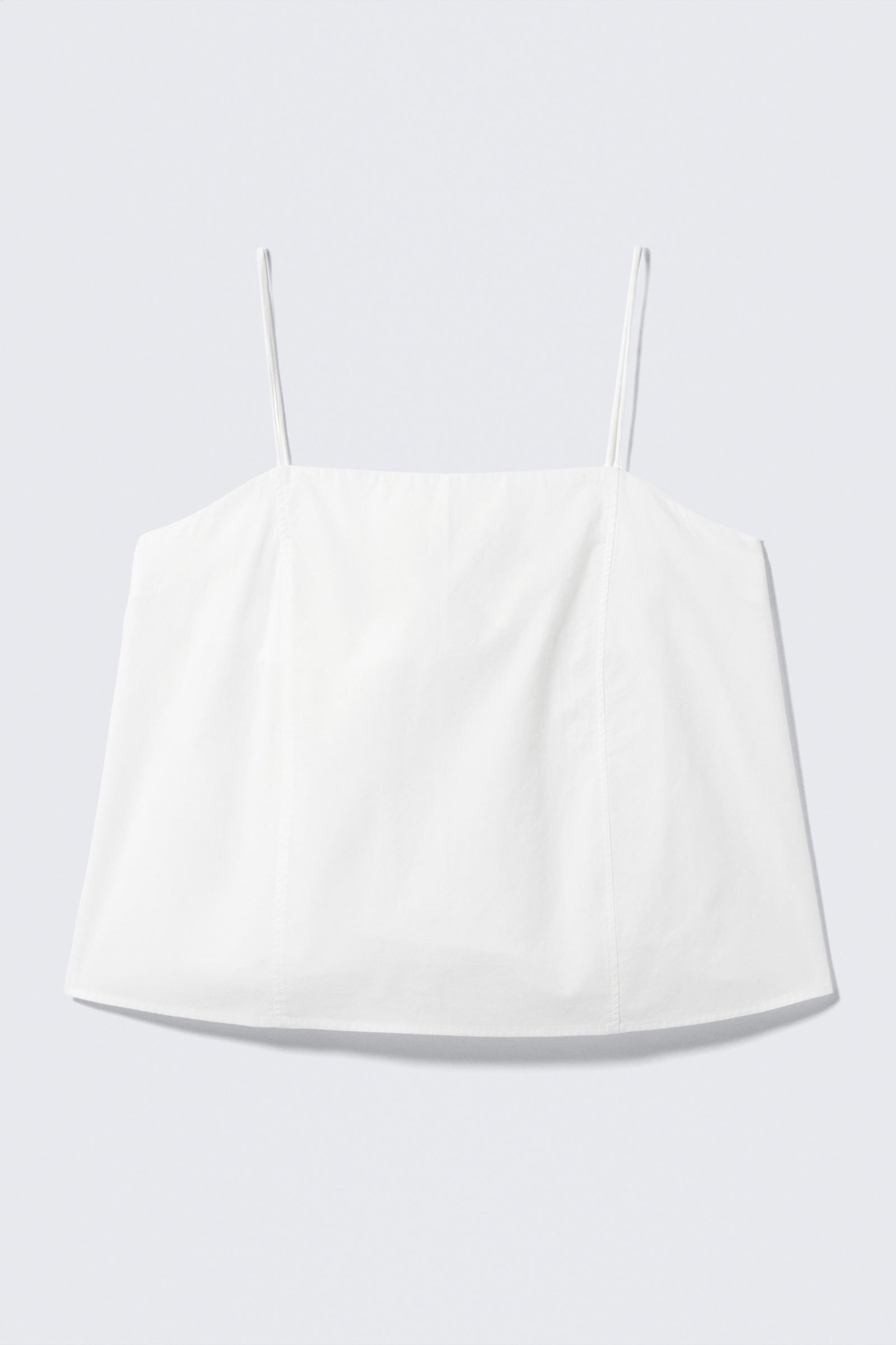 White - Drawstring Poplin Strap Top - 3