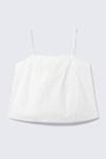 White - Drawstring Poplin Strap Top - 3