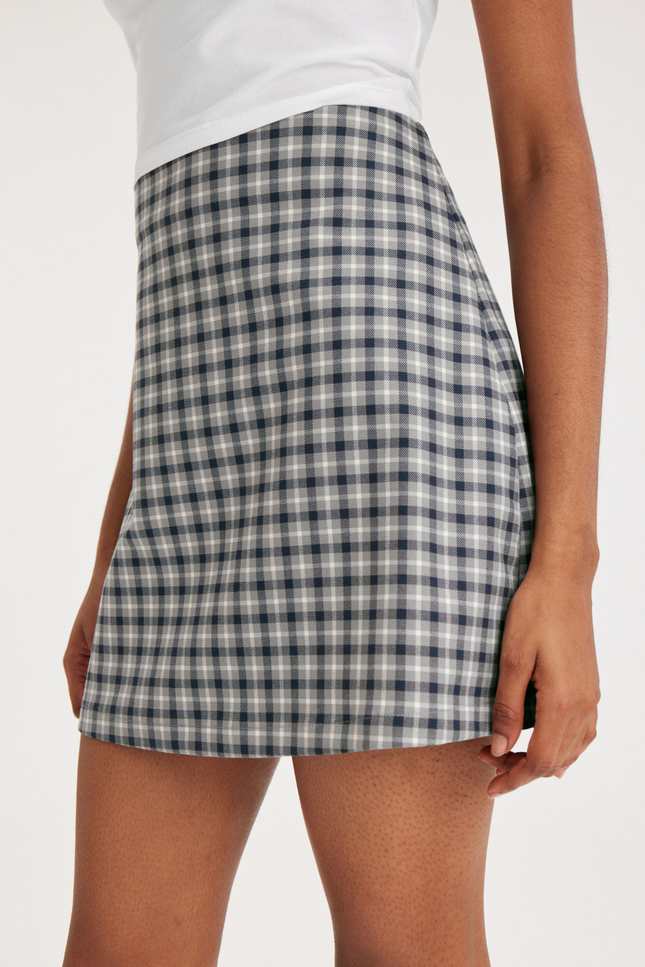 Grey checks - A-line mini skirt - 1