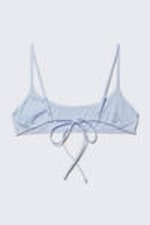 Shiny Light Blue - Scoop Neck Bikini Top - 5