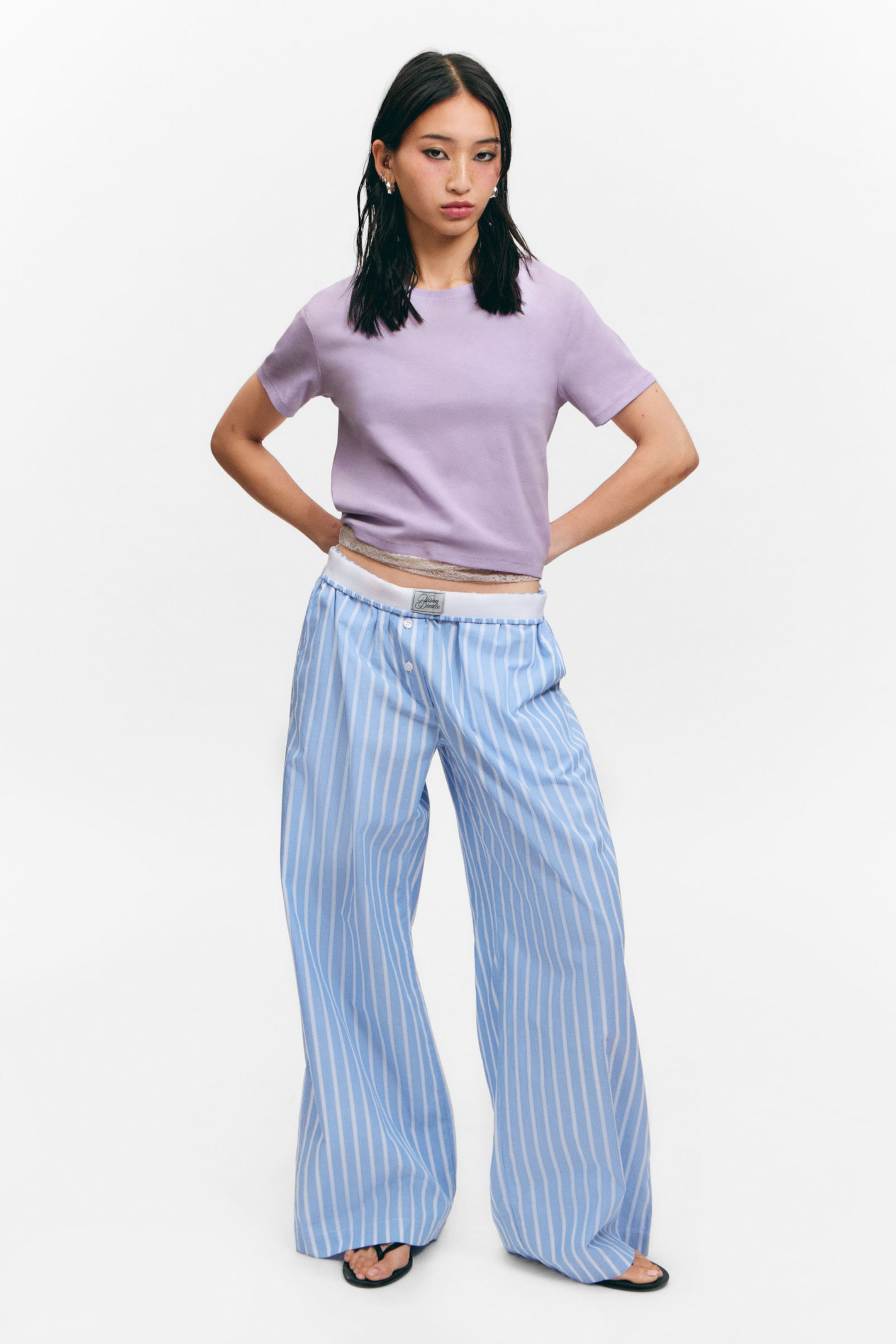 #BAB1D3 - Cropped Fitted Cotton T-Shirt - 2