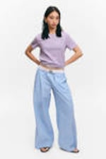 Lilac - Cropped Fitted Cotton T-Shirt - 1