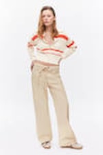 Light Beige - Low Waisted Relaxed Twill Trousers - 0
