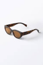 Tortoiseshell - Brown Lenses - Angular Cat-Eye Sunglasses - 1