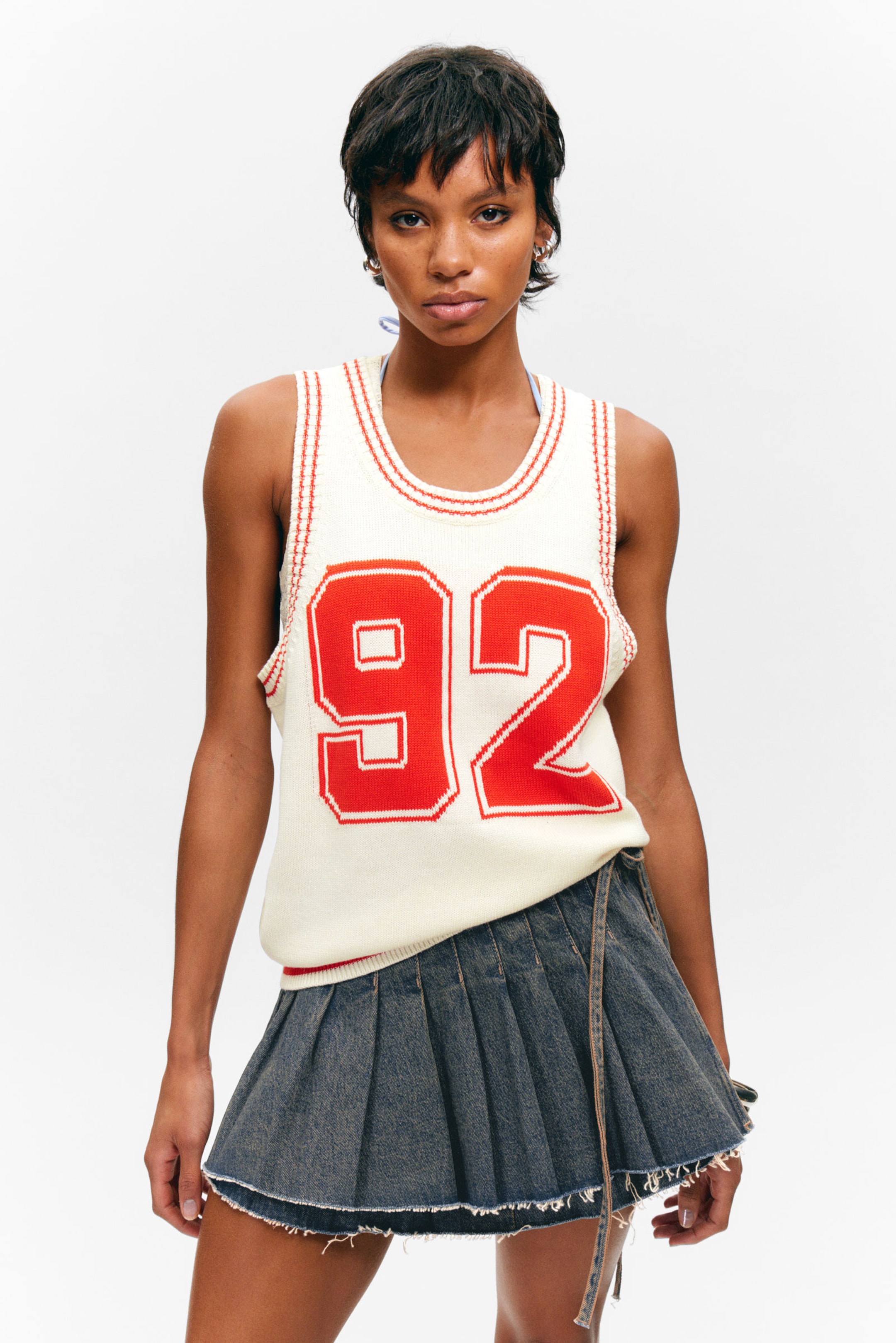 #ECE9E2 - Varsity Knitted Tank Top - 1