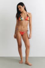 Multicoloured - Abstract Bloom - Printed Triangle Halter Bikini Top - 1