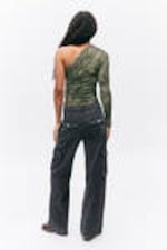 Washed Black - Loose Fit Low Waist Twill Cargo Trousers - 2