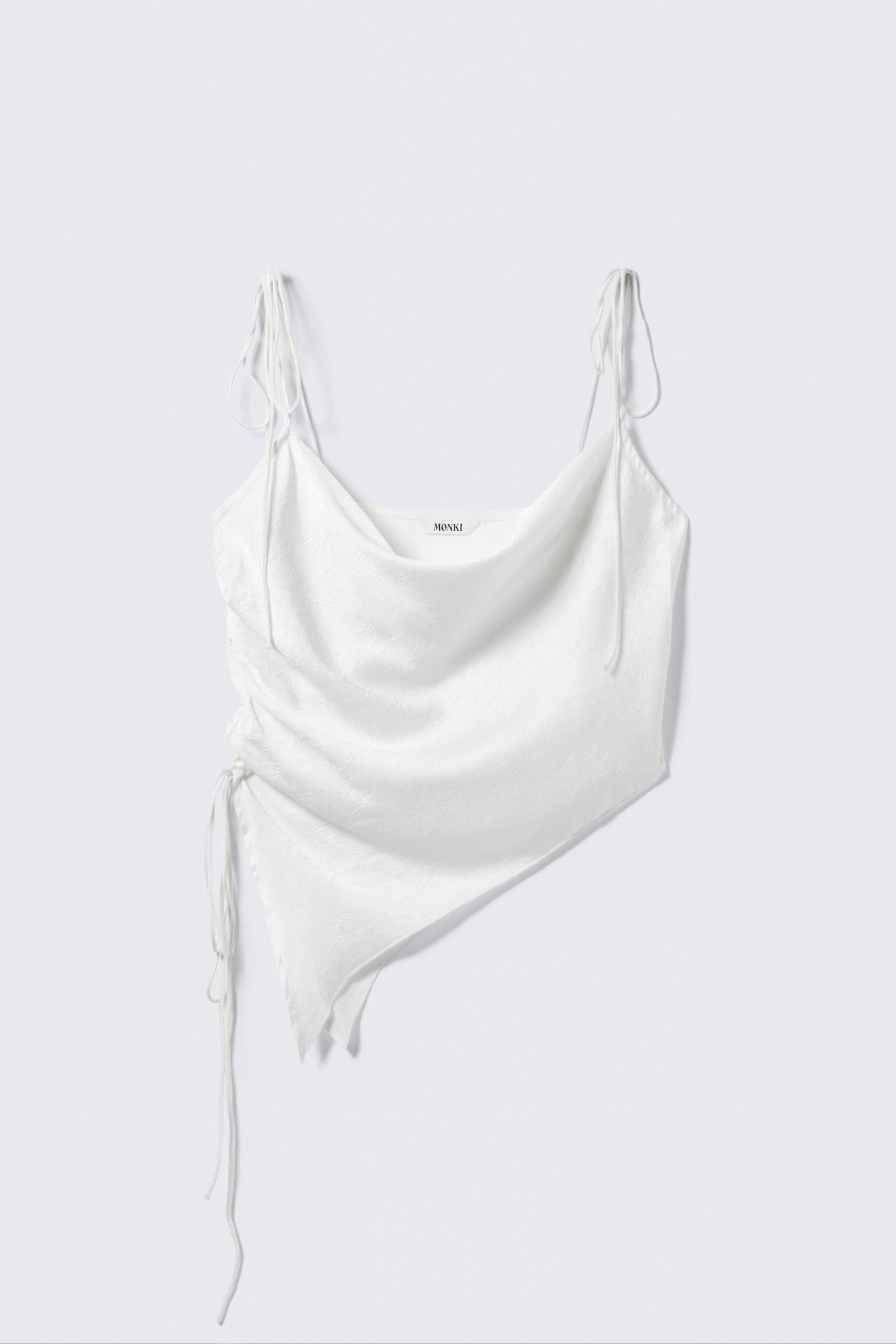 #ECE9E2 - Asymmetric Satin Strap Top - 1