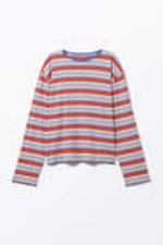 Bright Orange - Multi-stripe - Boxy Sleeve T-Shirt - 3