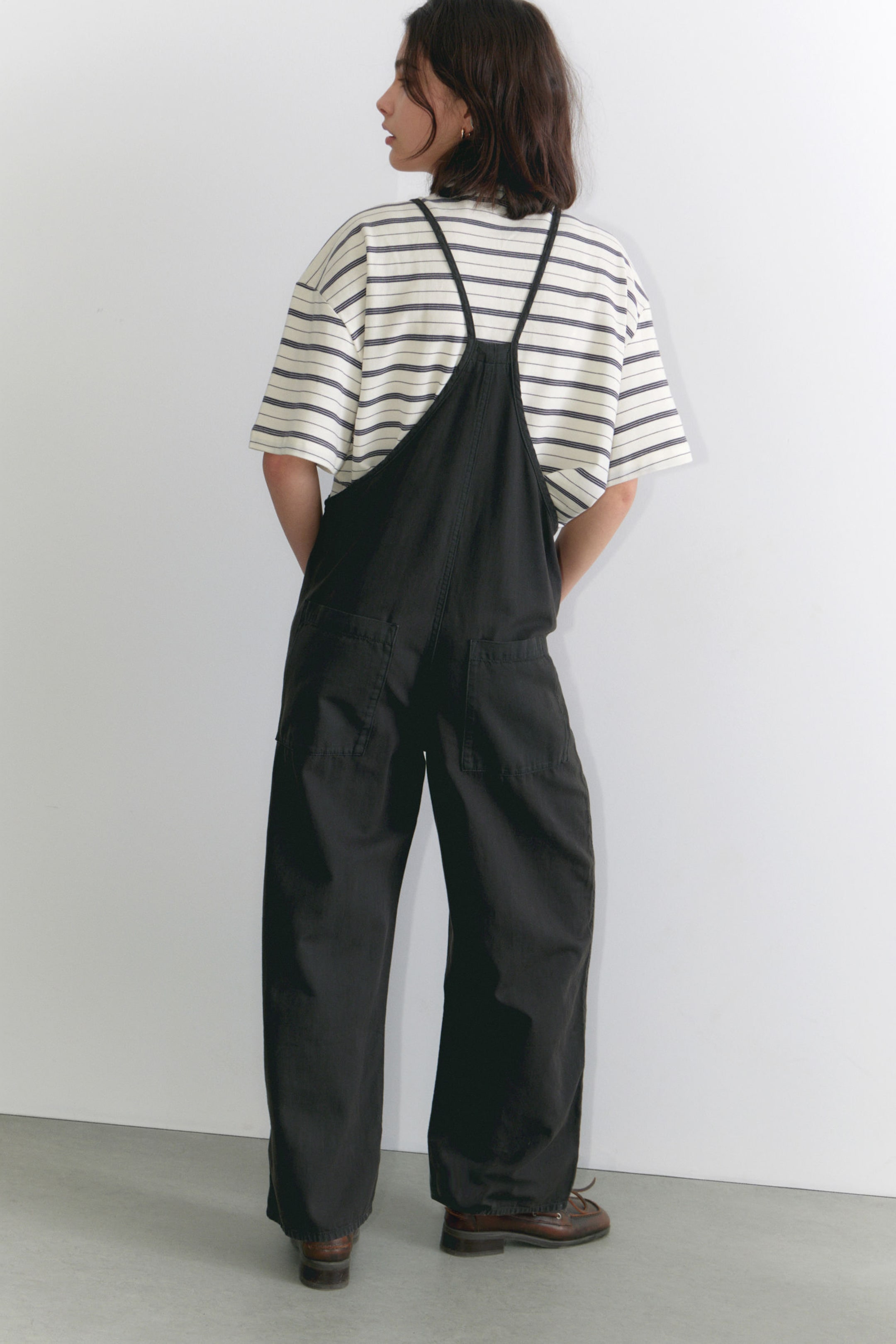 Black - Tie Denim Dungarees - 2