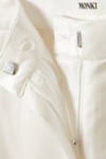 White Satin - Pleated High Waist Wide Leg Suiting Trousers - 4