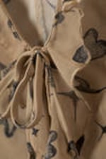 Beige - Astro Pop - Sheer Chiffon Tie Blouse - 4