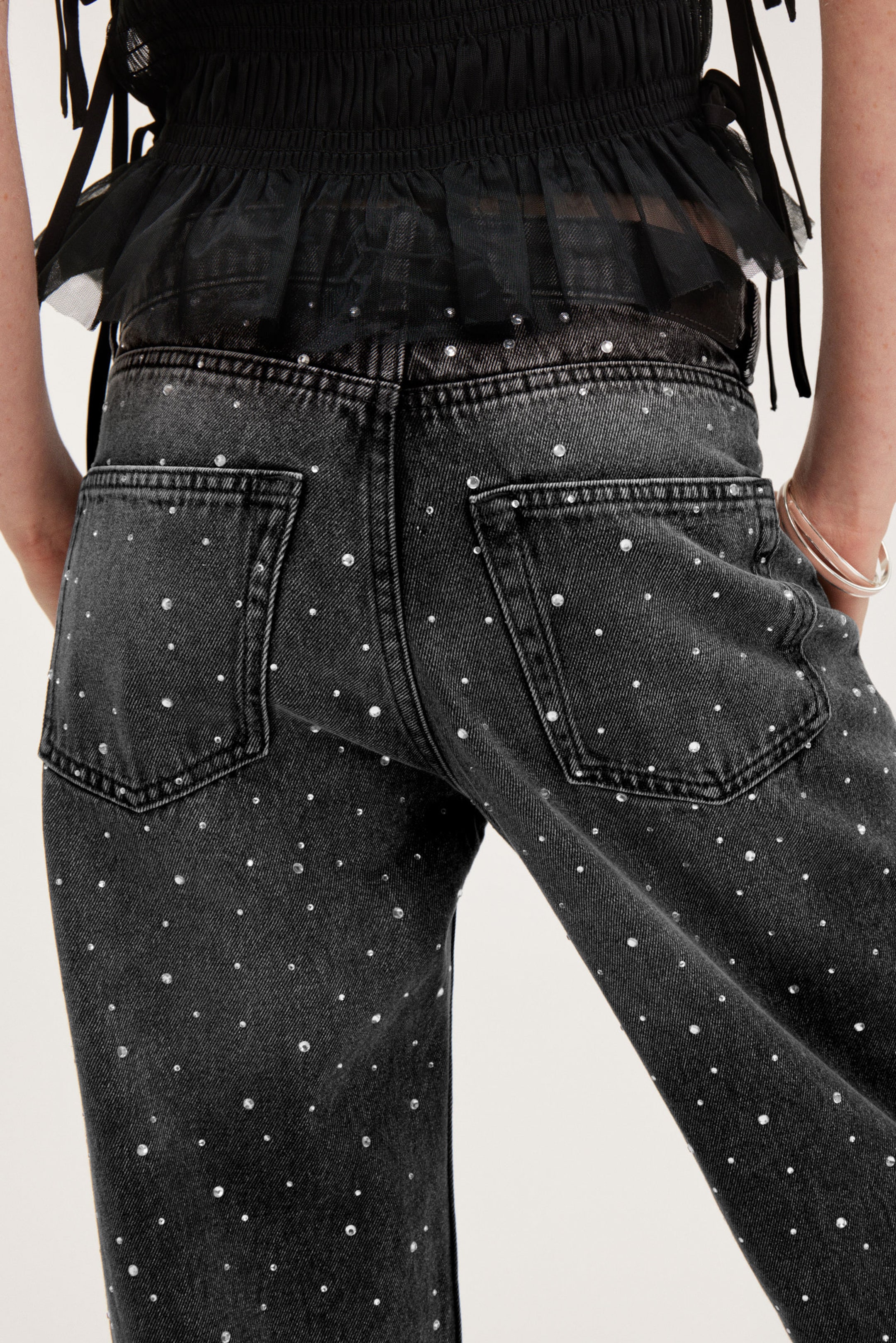 Embellished Black - Paz Mid Straight Embellished Jeans - 4