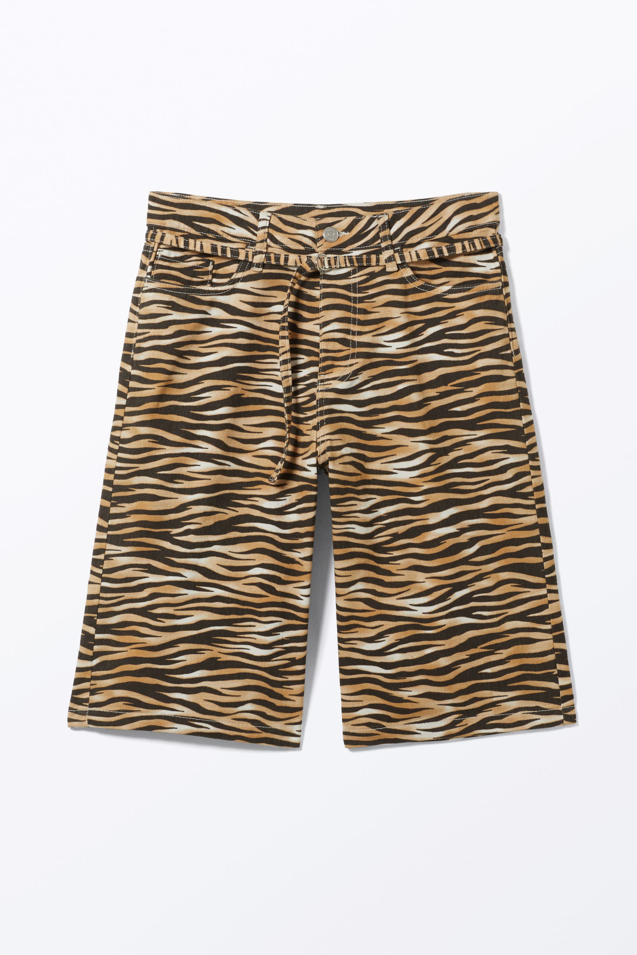 Tiger-striped - Low Rise Cargo Cotton Twill Jorts - 3