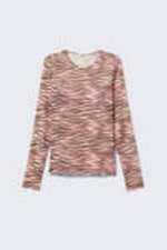 Tiger-striped Pink - Long-Sleeved Printed Mesh Top - 4