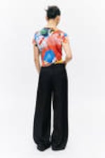 Black - Pleated High Waist Wide Leg Suiting Trousers - 2