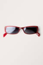 Dark Red - Rectangular Sunglasses - 1