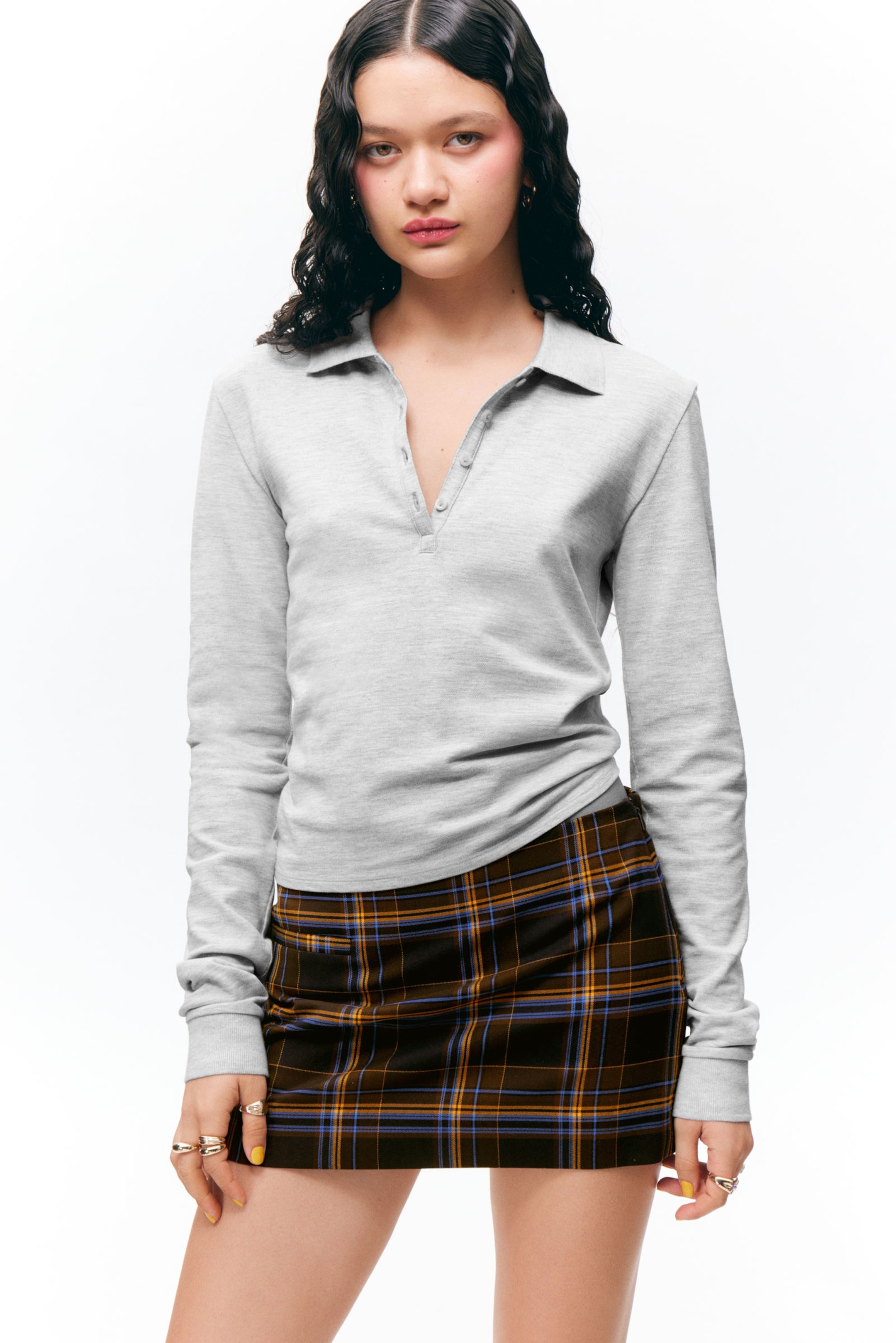 #C8C8C8 - Long-Sleeved Polo Top - 2