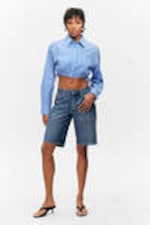 Light Blue - Cropped Loose Cargo Shirt - 1