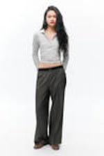 Dark Grey - Loose Elastic Suiting Trousers - 0