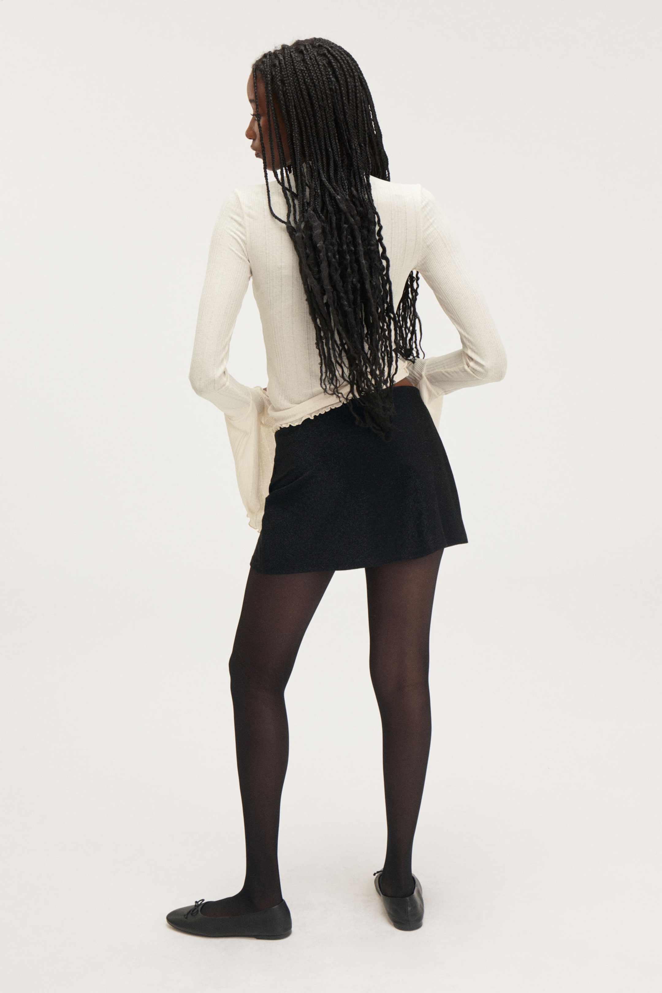 Black Glitter - Mini Pull-on Skirt - 2
