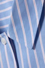 Striped Blue & Pink - Oversized Short-Sleeved Cotton Poplin Shirt - 6