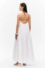White - Tiered Cotton Poplin Maxi Dress - 3