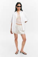 White - Oversized Short-Sleeved Cotton Poplin Shirt - 0