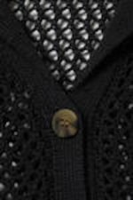 Black - Open-Knit Button-Up Cardigan - 6