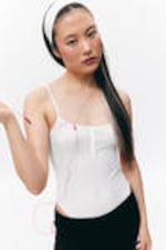 White - Ribbed Bodysuit - 1