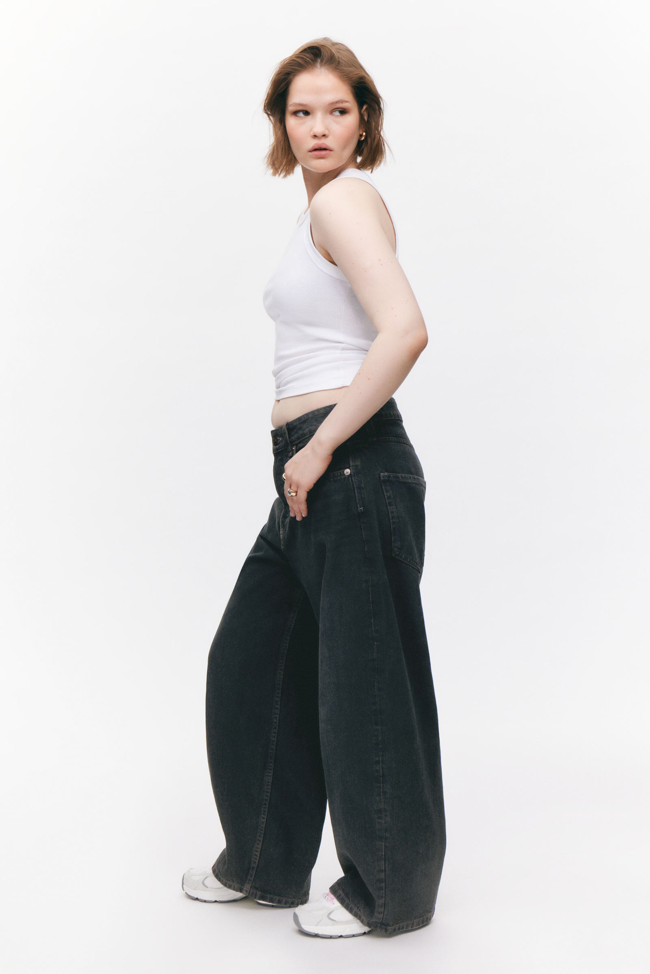 Smokey Blue - Peggy Low Waist Loose Baggy Leg Jeans - 3