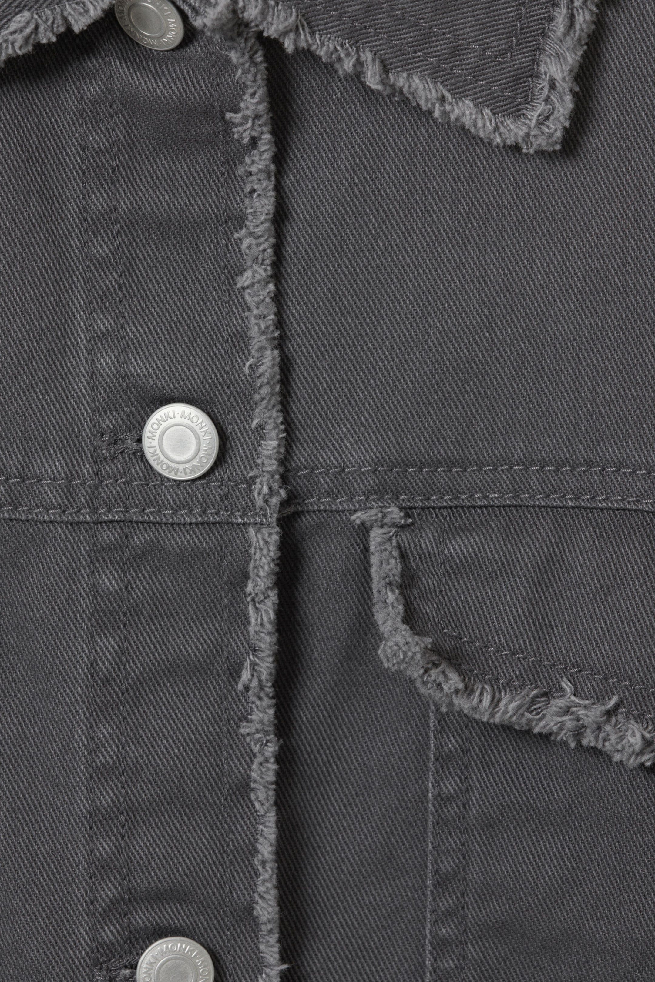 Dark Grey - Cropped Boxy Twill Jacket - 5
