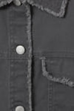 Dark Grey - Cropped Boxy Twill Jacket - 5